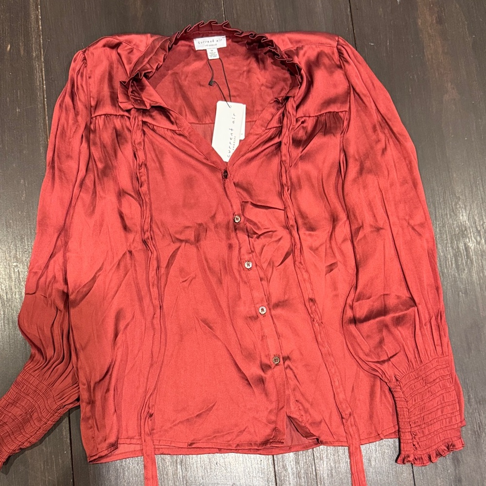 Current Air Deep Red Satin Blouse